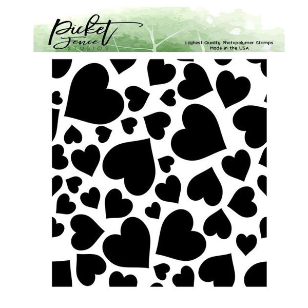 Picket Fence Studios 4in x 4in  Stamp Set - Falling Hearts*