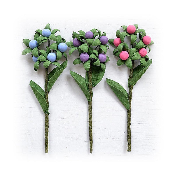 Little Birdie Berry Branch 3 pack  - Birds And Berries*