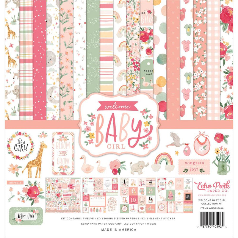Echo Park Collection Kit 12in x 12in - Welcome Baby Girl