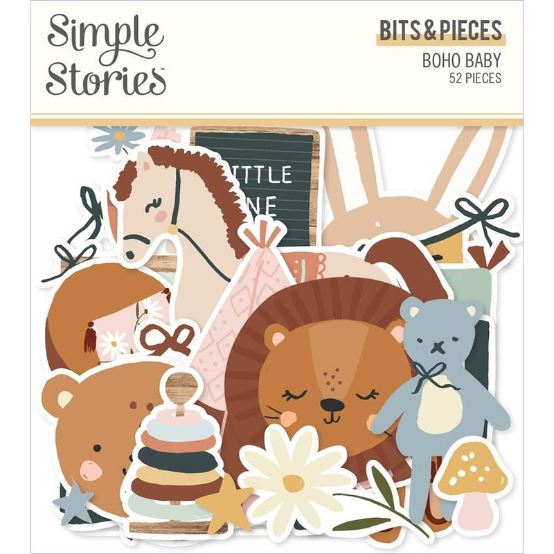 Simple Stories Boho Baby Bits & Pieces Die-Cuts 52 pack