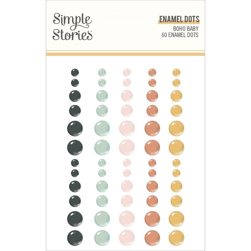 Simple Stories Boho Baby Enamel Dots Embellishments 60 pack