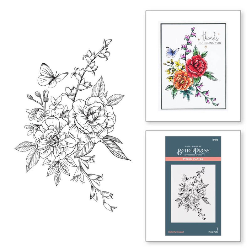 Spellbinders BetterPress Letterpress System Press Plates Butterfly Bouquet 1 pack 
