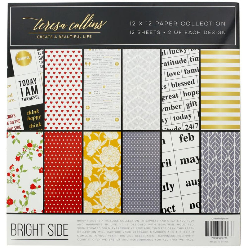 Teresa Collins Paper Collection 12in x 12in 12 pack - Brightside, 6 Designs/2each