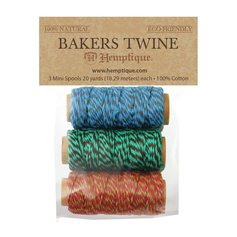 Hemptique Cotton Baker's Twine Mini Spools 2-Ply 3/Pkg - Jester*