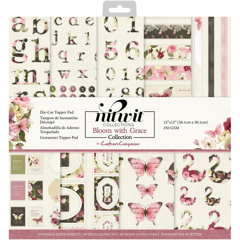 Crafter's Companion Nitwits Die-Cut Topper Pad 12"X12" - Bloom With Grace