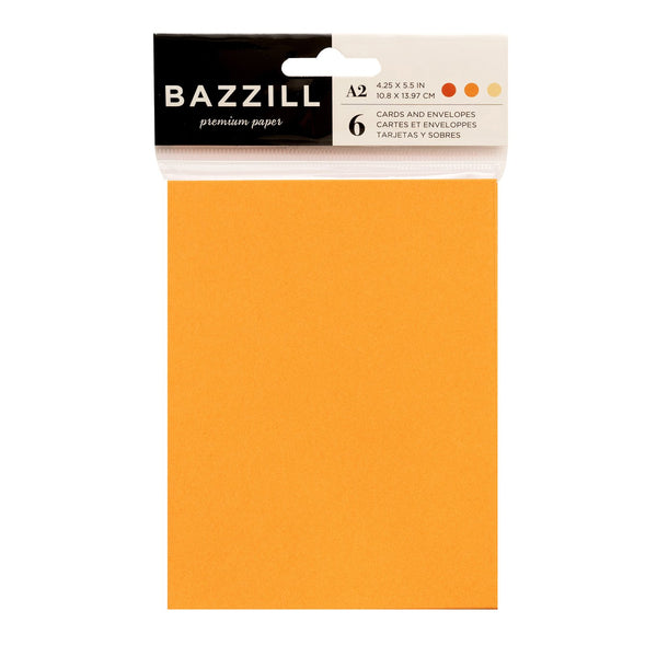 Bazzill Cards with Envelopes 4.25in x 5.5in 6 pack  - Oranges