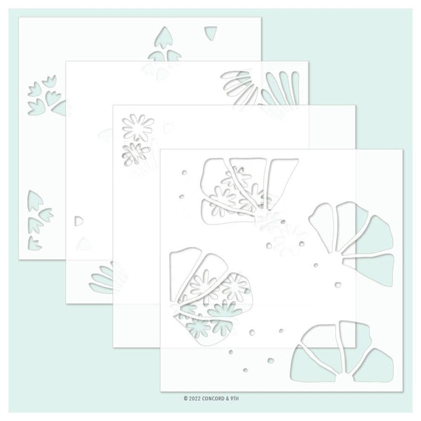 Concord & 9th Stencil 6"X6" 4 pack  Flower Press*