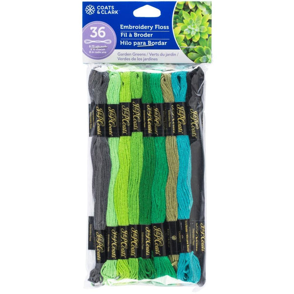 Coats & Clark 6-Strand Embroidery Floss Value 36 Pack - Garden Greens