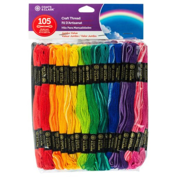Coats & Clark Craft Thread Jumbo Pack (105 pack) Rainbow*