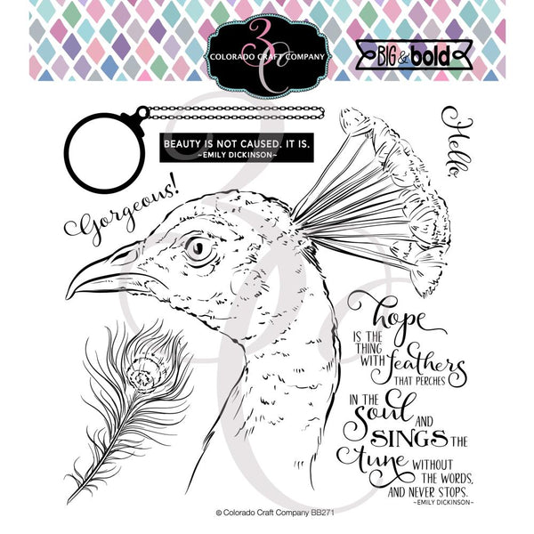 Colorado Craft Company Clear Stamps 6in x 6in - Hope Sings Peacock-Big & Bold*