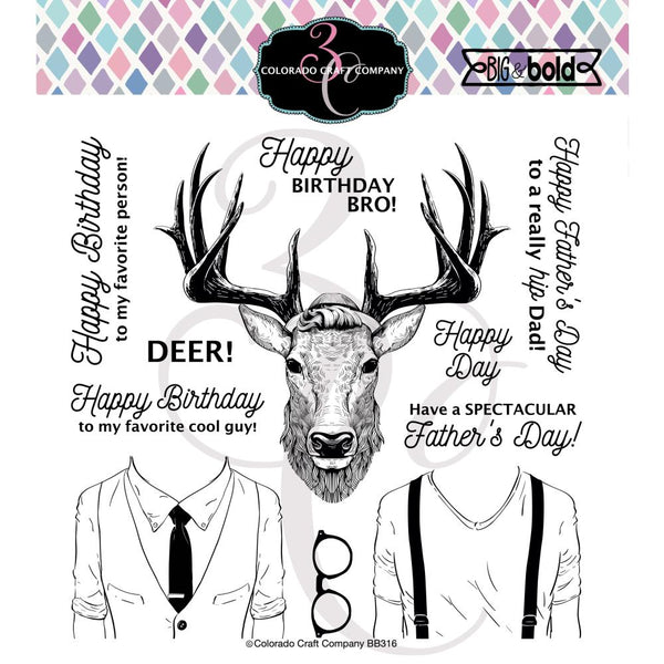 Colorado Craft Company Clear Stamps 6in x 6in - Hipster Deer-Big & Bold*