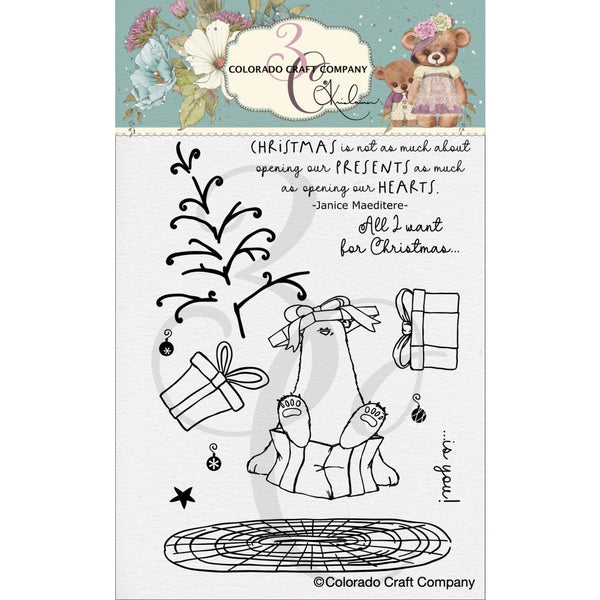 Colorado Craft Company Clear Stamps 4"x 6" - Presents Bear - By Kris Lauren