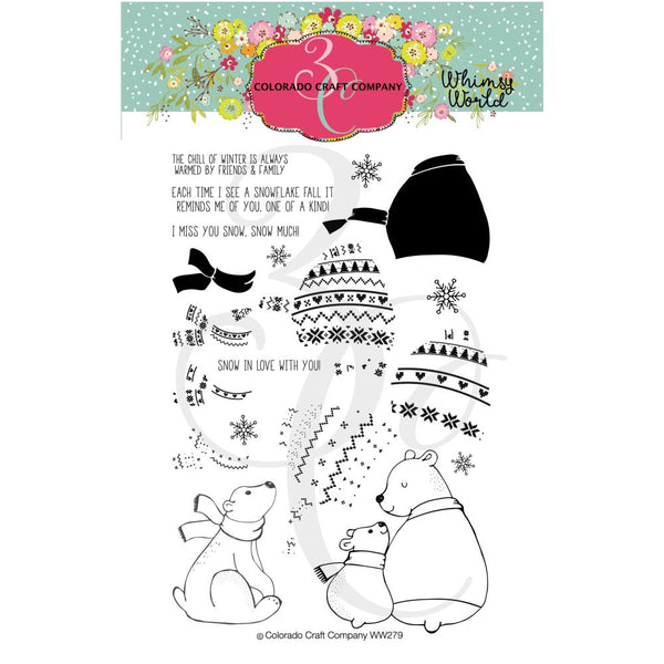 Colorado Craft Company Clear Stamps 4"x 6"- Layering Sweater Bears - Whimsy World
