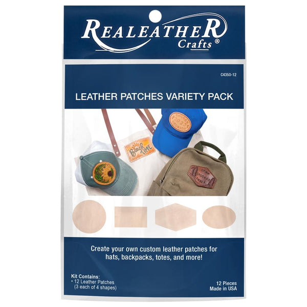 Realeather Leathercraft Kit Patch Variety Pack 12/Pkg
