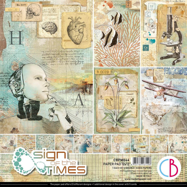 Ciao Bella Double-Sided Paper Pad 90lb 12"X12" 12 pack - Sign Of The Times, 12 Designs/1 Each*