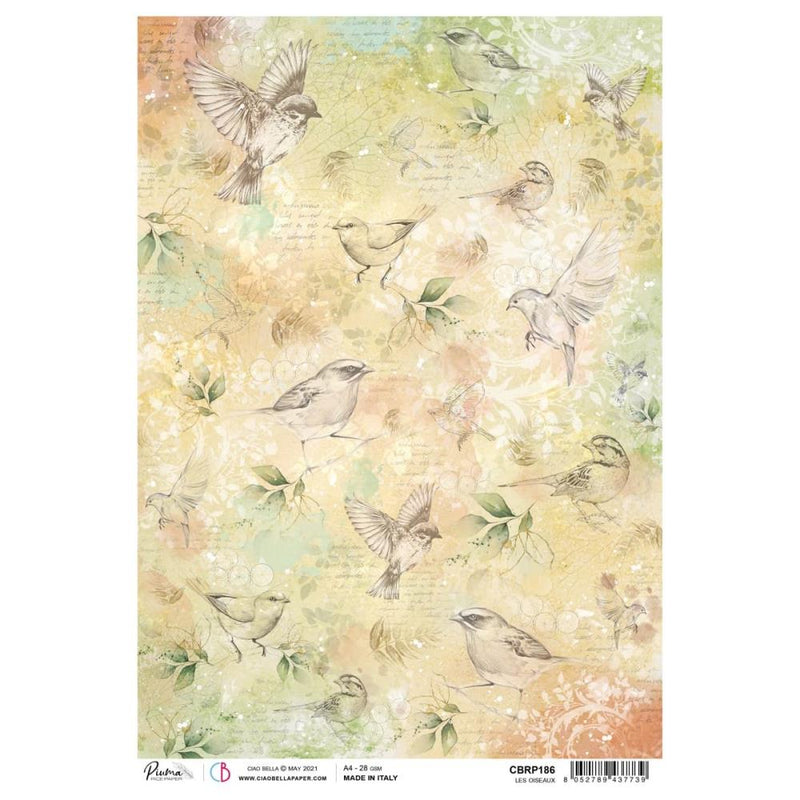 Ciao Bella Rice Paper Sheet A4 - Les Oiseaux, Notre Vie