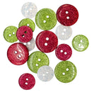Buttons Galore Christmas Themed Buttons - Santa's Sparkle 16 pack