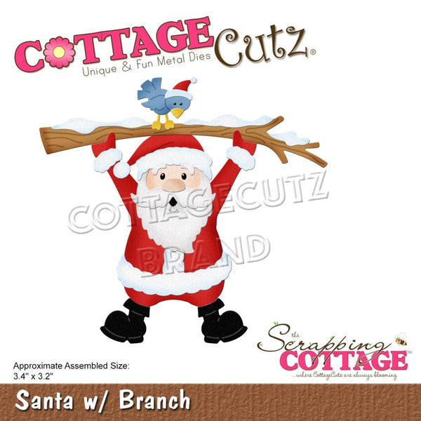 CottageCutz Dies - Santa with Branch 3.4in x 3.2in
