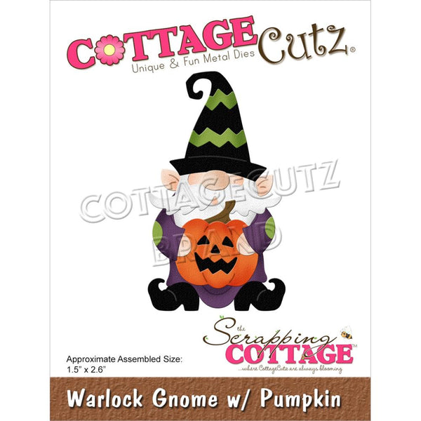 CottageCutz Dies - Warlock Gnome with Pumpkin 1.5in x 2.6in