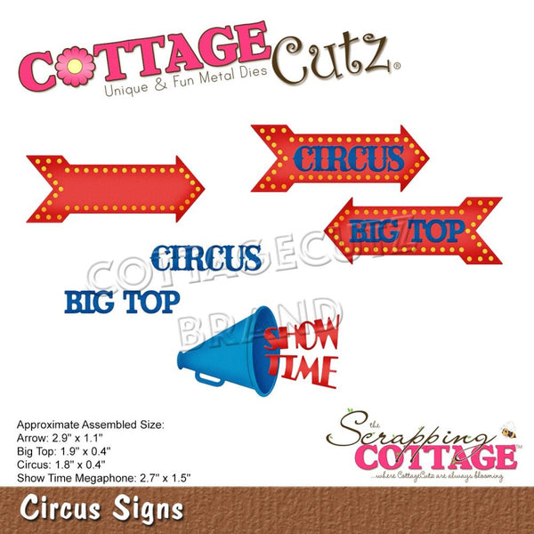 CottageCutz Dies - Circus Signs .4" To 2.9"