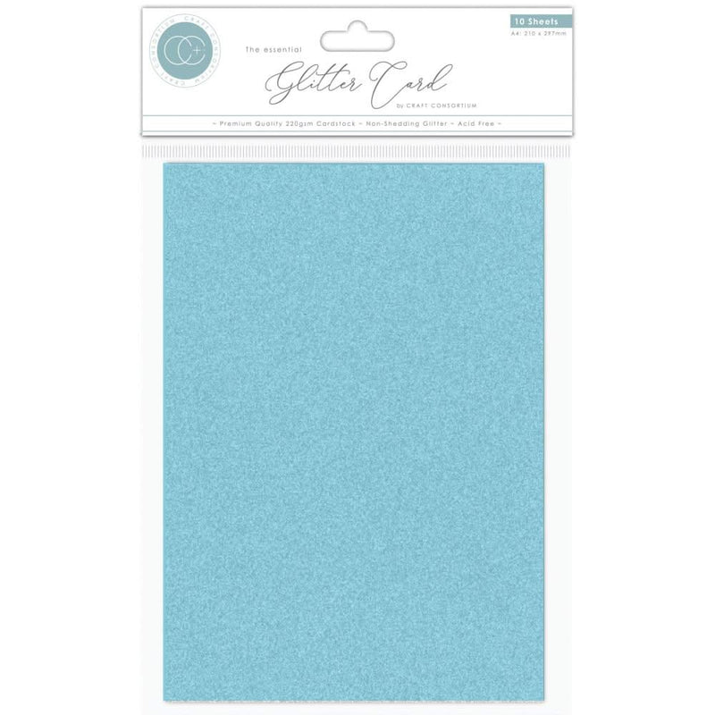 Craft Consortium The Essential Glitter Cardstock A4 10pack Sky Blue