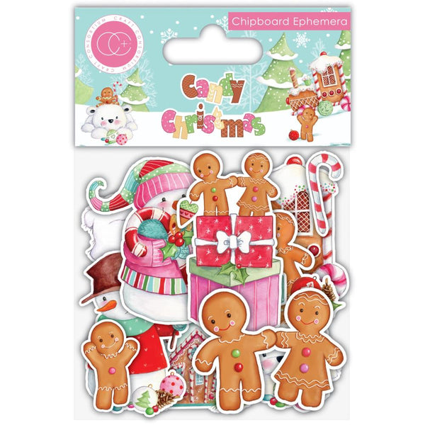Craft Consortium Chipboard Ephemera 18 pack - Candy Christmas
