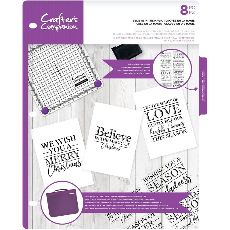 Crafter's Companion Clear Acrylic Stamp Set - Believe In The Magic