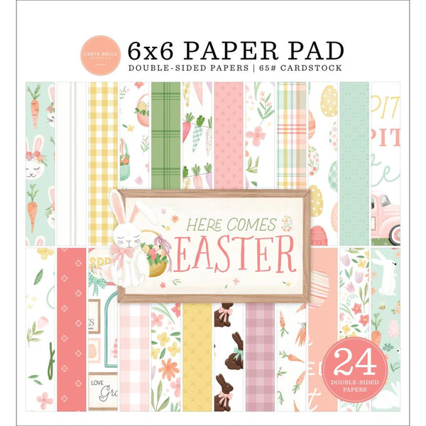 Carta Bella Double-Sided Paper Pad 6"X6" 24/Pkg Here Comes Easter