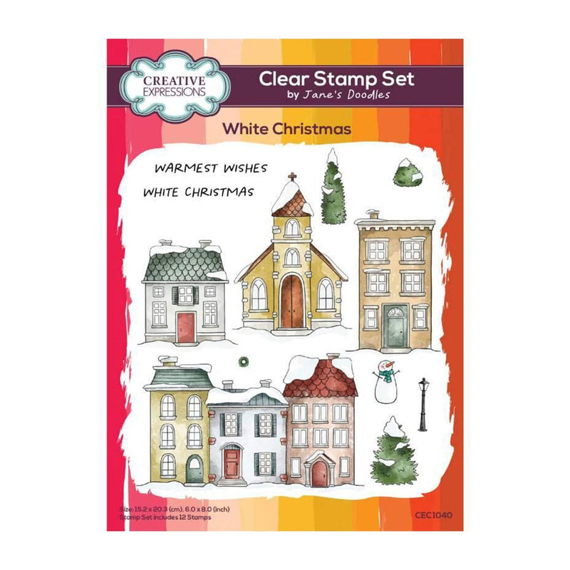 Creative Expressions Jane's Doodles Clear Stamp Set 6"x 8" - White Christmas*