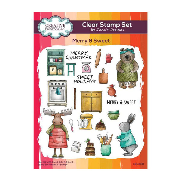 Creative Expressions Jane's Doodles Clear Stamp Set 6"x 8" - Merry & Sweet*