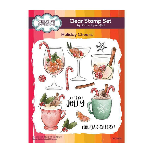 Creative Expressions Jane's Doodles Clear Stamp Set 6"x 8" - Holiday Cheers
