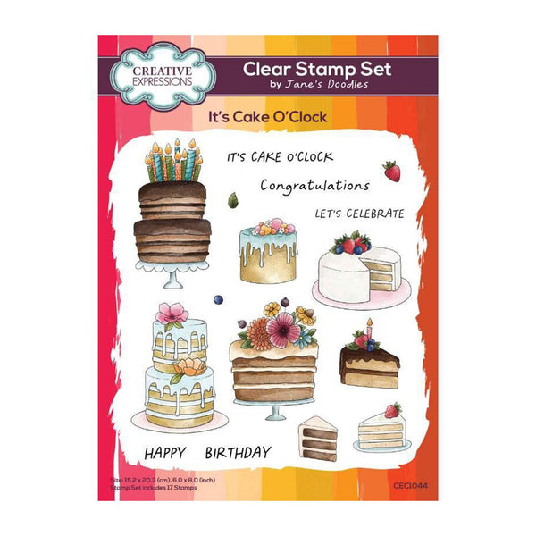 Creative Expressions Jane's Doodles Clear Stamp Set 6"x 8" - It's Cake O' Clock