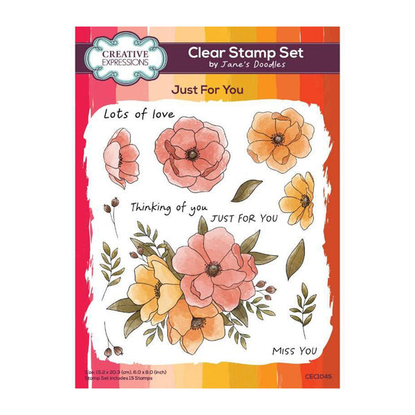 Creative Expressions Jane's Doodles Clear Stamp Set 6"x 8" - Just For You