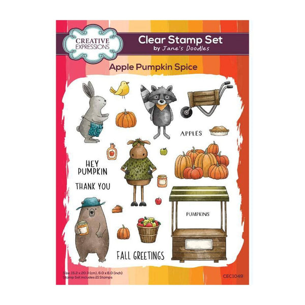 Creative Expressions Jane's Doodles Clear Stamp Set 6"x 8" - Apple Pumpkin Spice*
