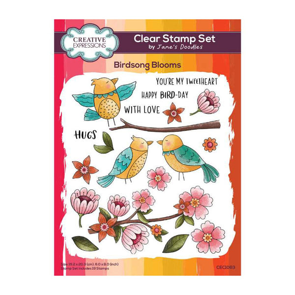 Creative Expressions Jane's Doodles Clear Stamp Set 6"x 8" - Birdsong Blooms