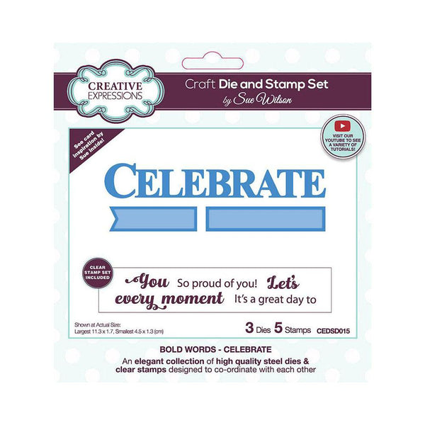 Creative Expressions Craft Die And Stamp Set By Sue Wilson - Celebrate