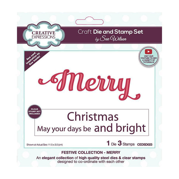 Creative Expressions Craft Die And Stamp Set By Sue Wilson - Merry*