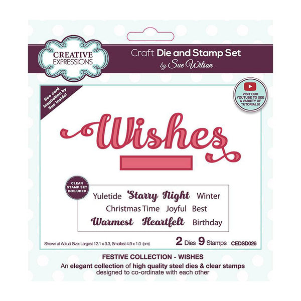 Creative Expressions Craft Die And Stamp Set By Sue Wilson - Wishes*