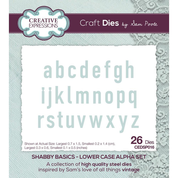 Creative Expressions Craft Dies By Sam Poole - Shabby Basics - Lower Case Alpha