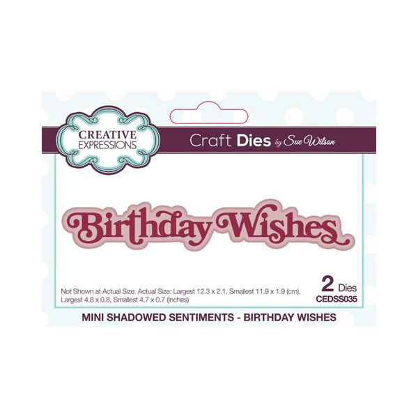 Creative Expressions Craft Dies By Sue Wilson  - Mini Shadow Sentiments - Birthday Wishes