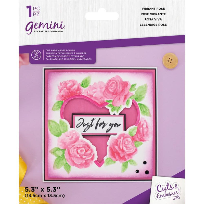 Gemini Floral Frame Cut And Emboss Folder 5"x5" Vibrant Rose*