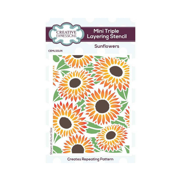 Creative Expressions Mini Layering Stencil 3/Pkg - Sunflowers