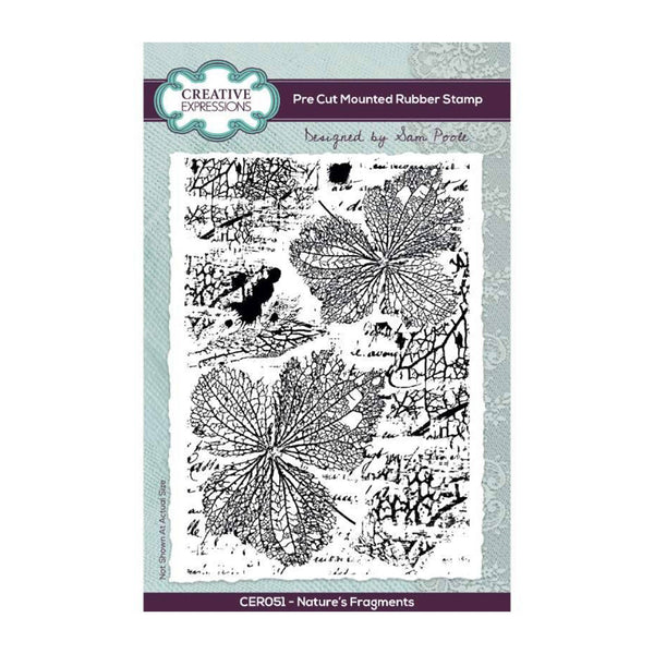 Creative Expressions 4"x 6" Pre-Cut Rubber Stamp By Sam Poole - Nature Fragments