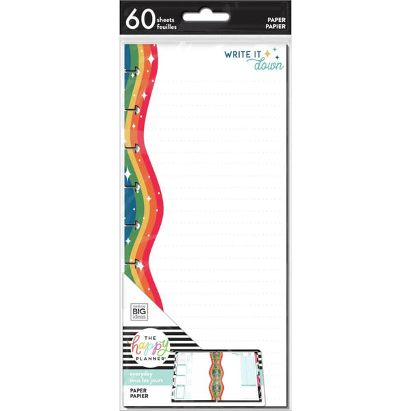 Me & My Big Ideas - Happy Planner Skinny Classic Half Sheet Fill Paper 60 pack - Rainbow*