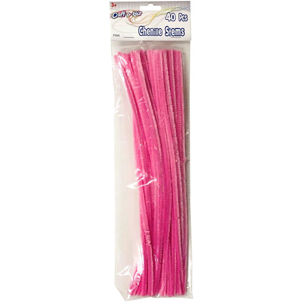 Crafts For Kids - Chenille Stems 12" 40 pack  - Pink