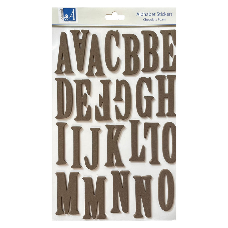 Adorn It Alphabet Foam Sticker Sheet - Uppercase - Chocolate