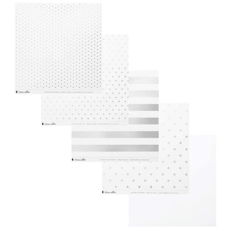 Teresa Collins Paper Collection 12in x 12in - Clear With Silver*