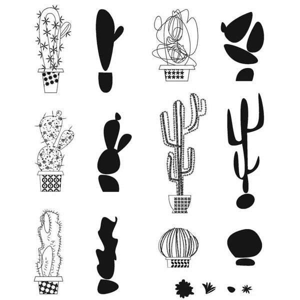 Tim Holtz Cling Stamps 7"X 8.5" - Mod Cactus