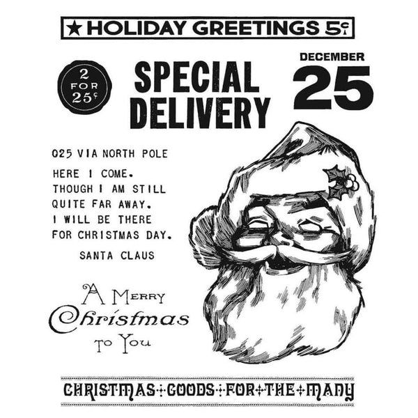 Tim Holtz Cling Stamps 7"x 8.5" - Jolly Santa*