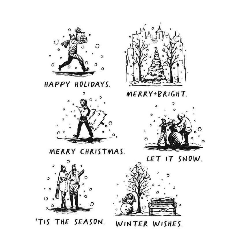 Tim Holtz Cling Stamps 7"x 8.5"- Holiday Sketchbook*